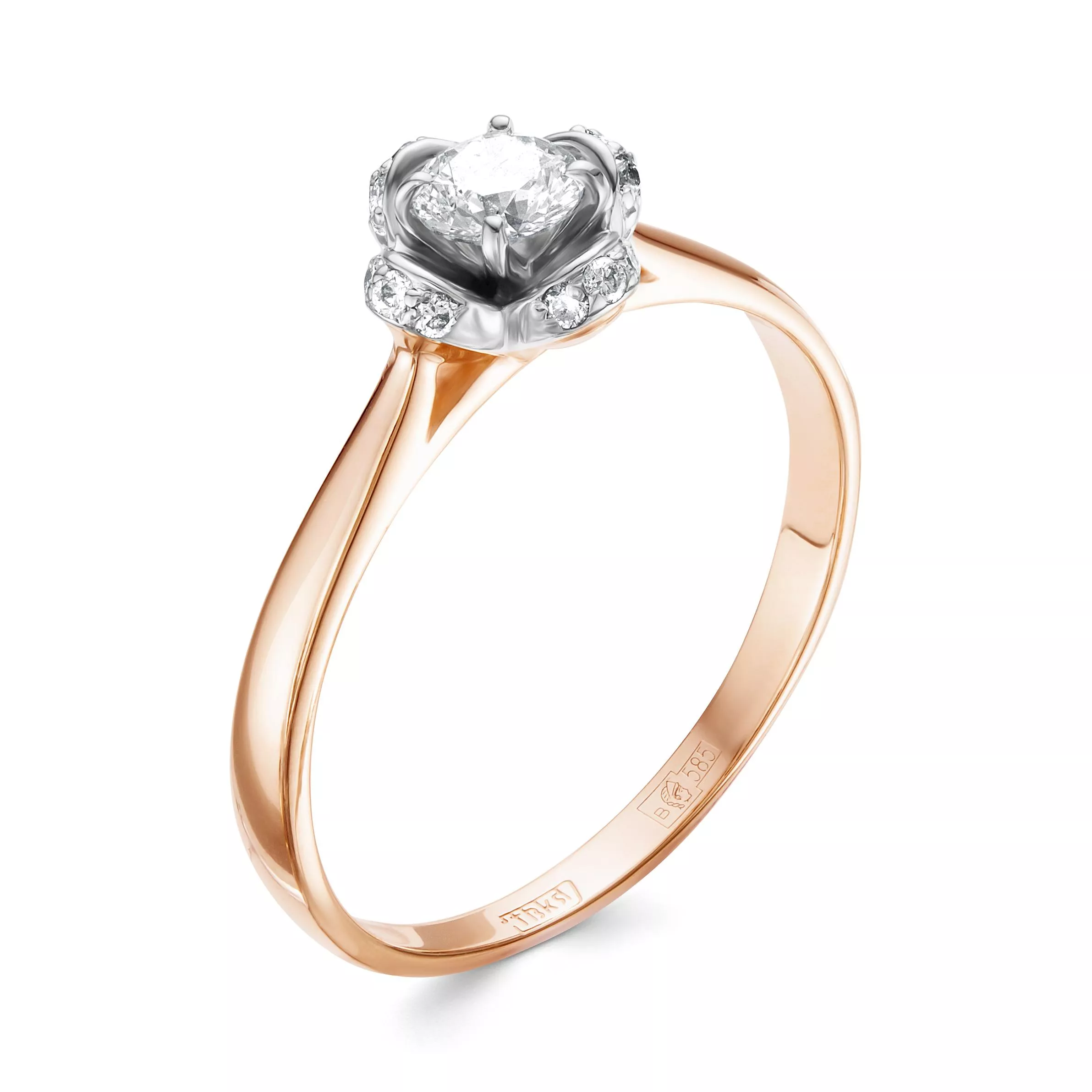 Кольцо из красного золота с бриллиантом V15991510000