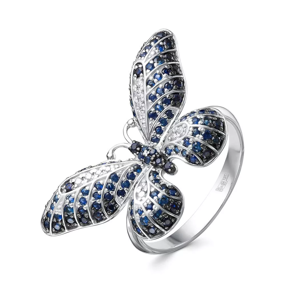 Кольцо из белого золота с сапфиром V16572517100