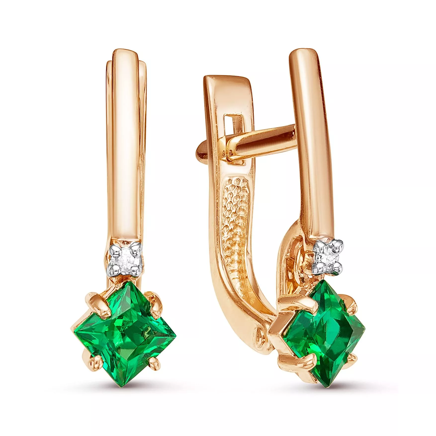 Серьги из красного золота с изумрудом V21411511700