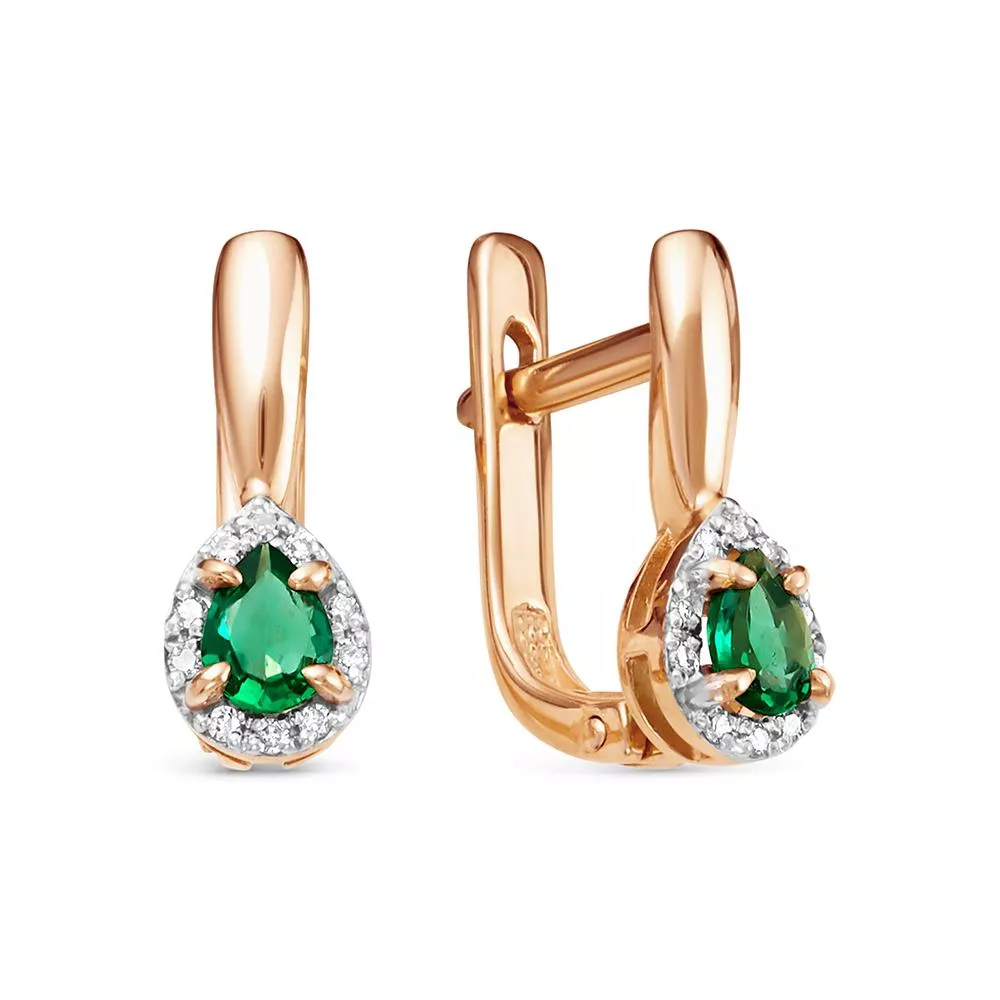 Серьги из красного золота с изумрудом V20241511700