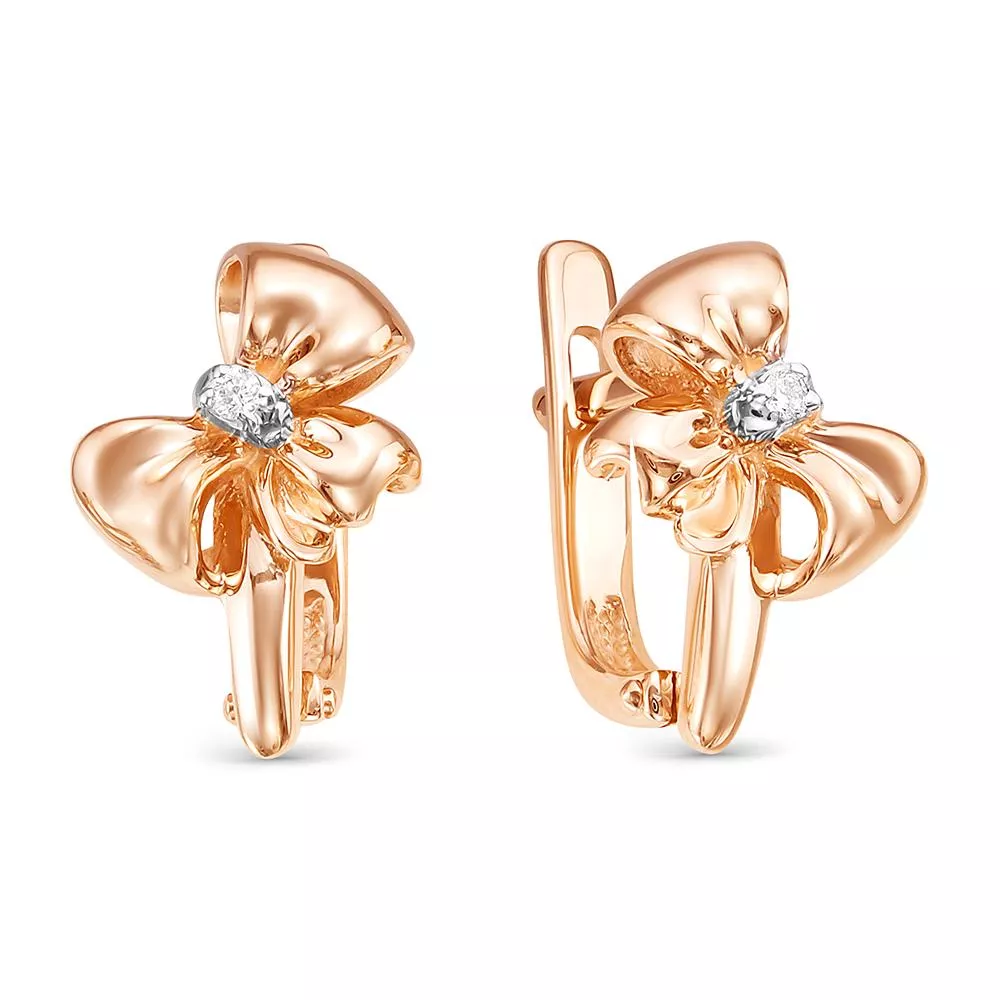 Серьги из красного золота с бриллиантом V24551510000