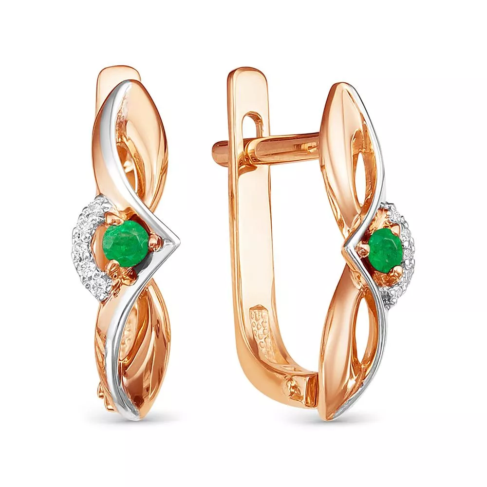 Серьги из красного золота с изумрудом V23921510400