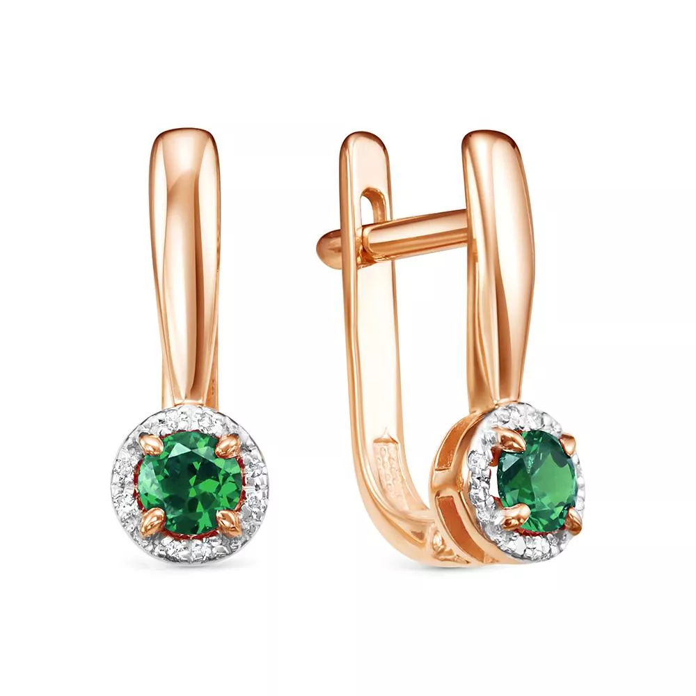 Серьги из красного золота с изумрудом V20251511700