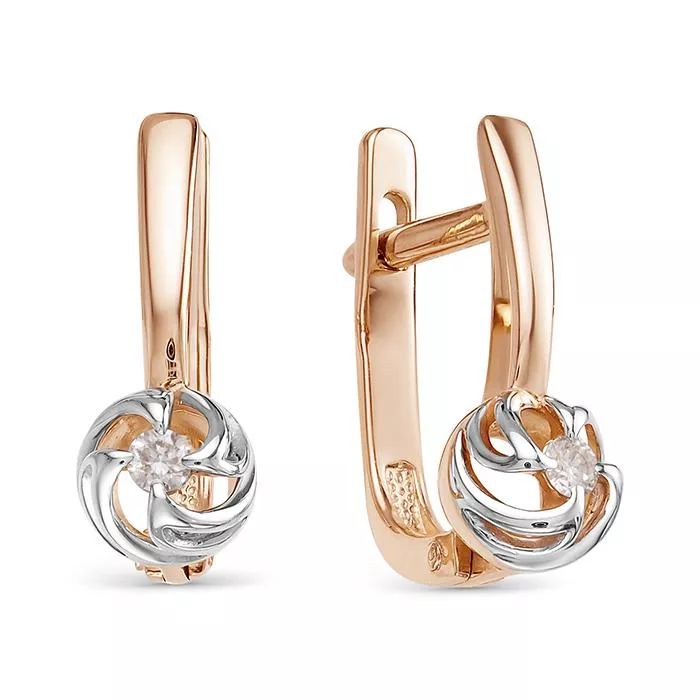 Серьги из красного золота с бриллиантом V25841510000