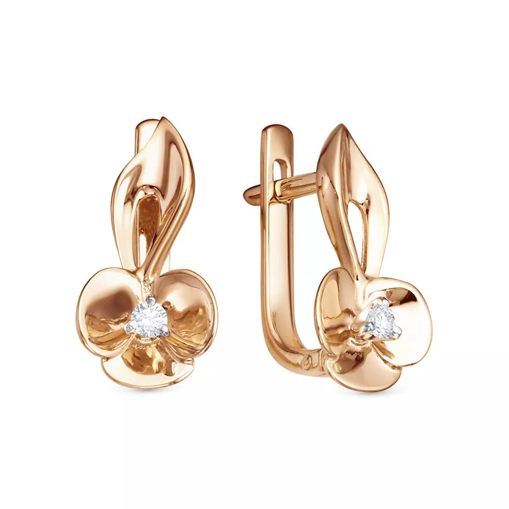 Серьги из красного золота с бриллиантом V28051510000