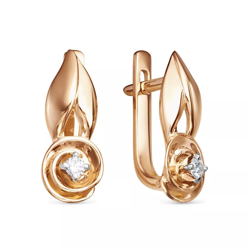 Серьги из красного золота с бриллиантом V28021510000