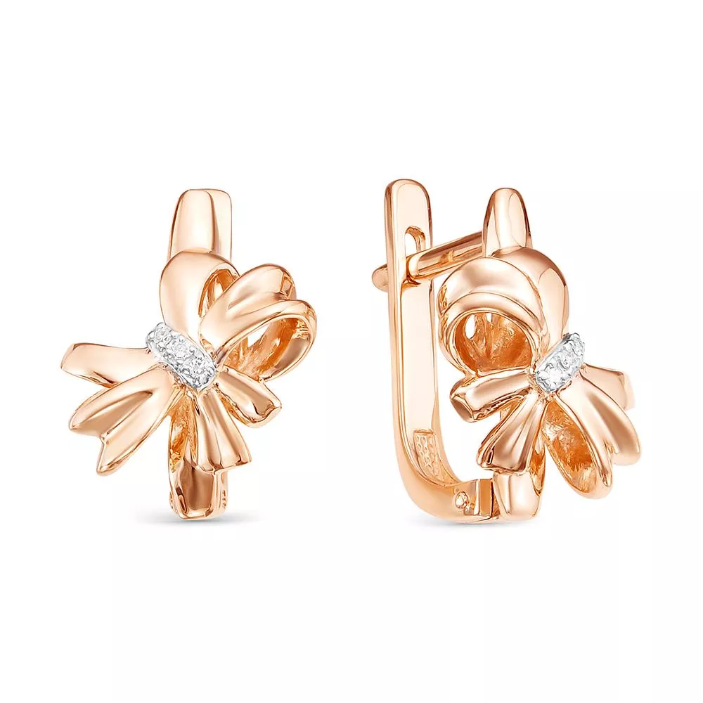 Серьги из красного золота с бриллиантом V24511510100