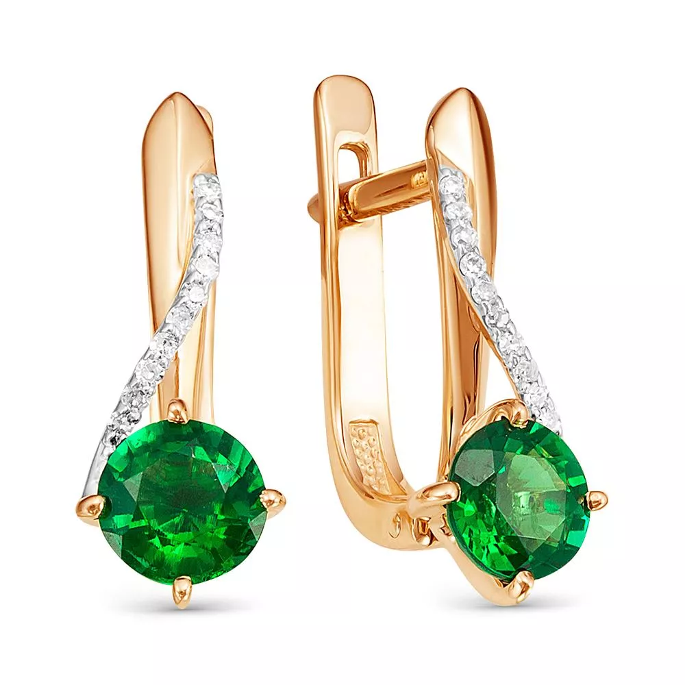 Серьги из красного золота с изумрудом V24081511700