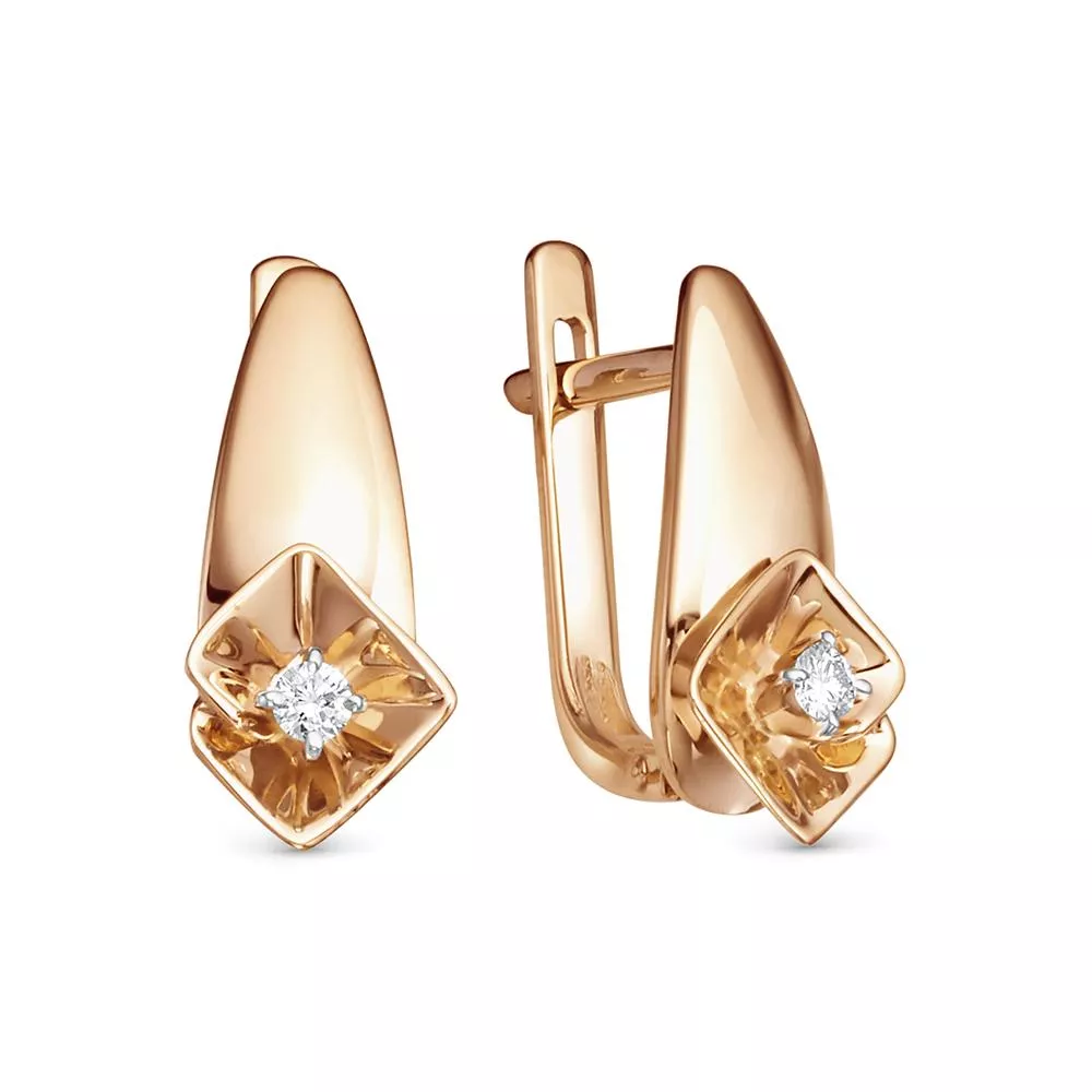 Серьги из красного золота с бриллиантом V28001510000