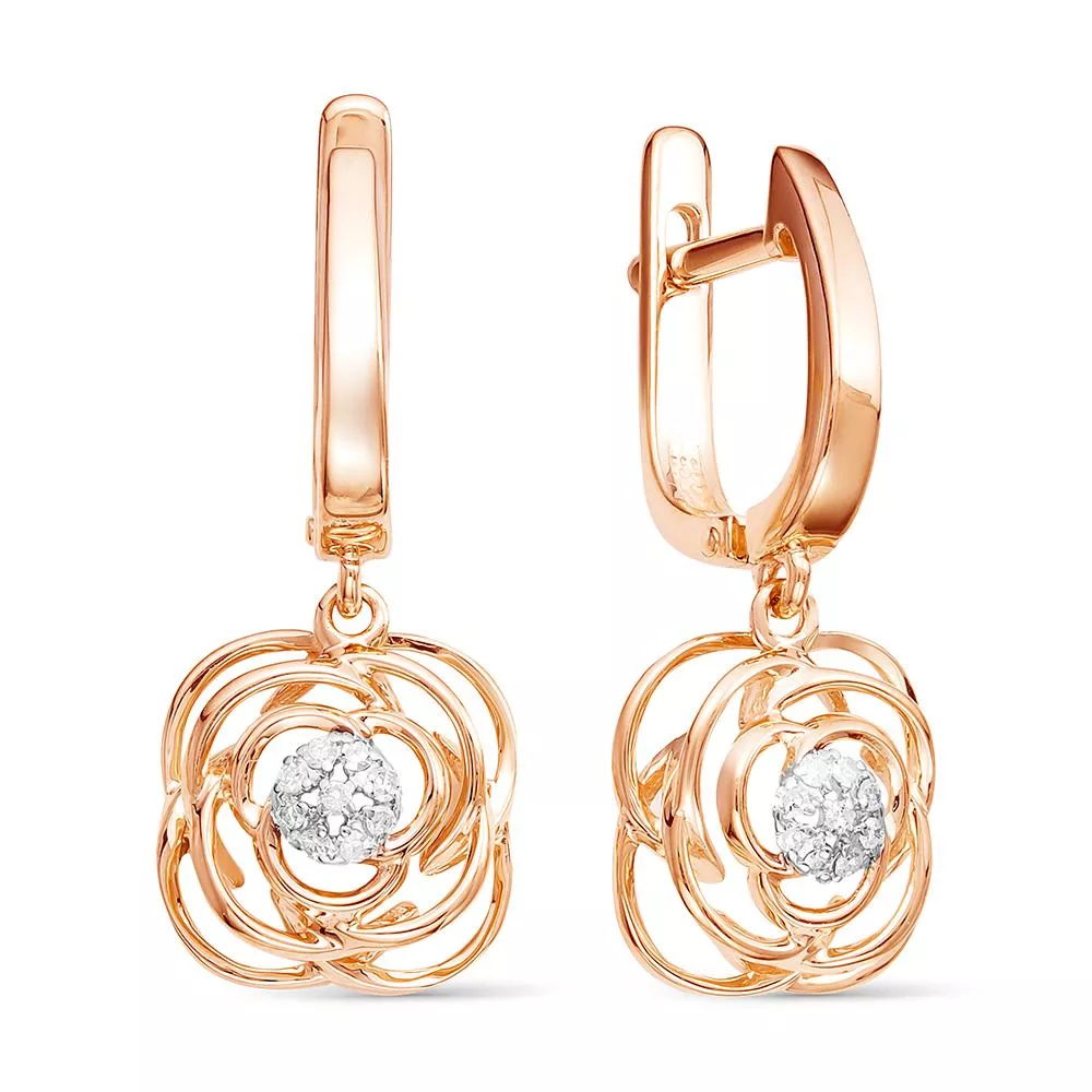 Серьги из красного золота с бриллиантом V25031510100