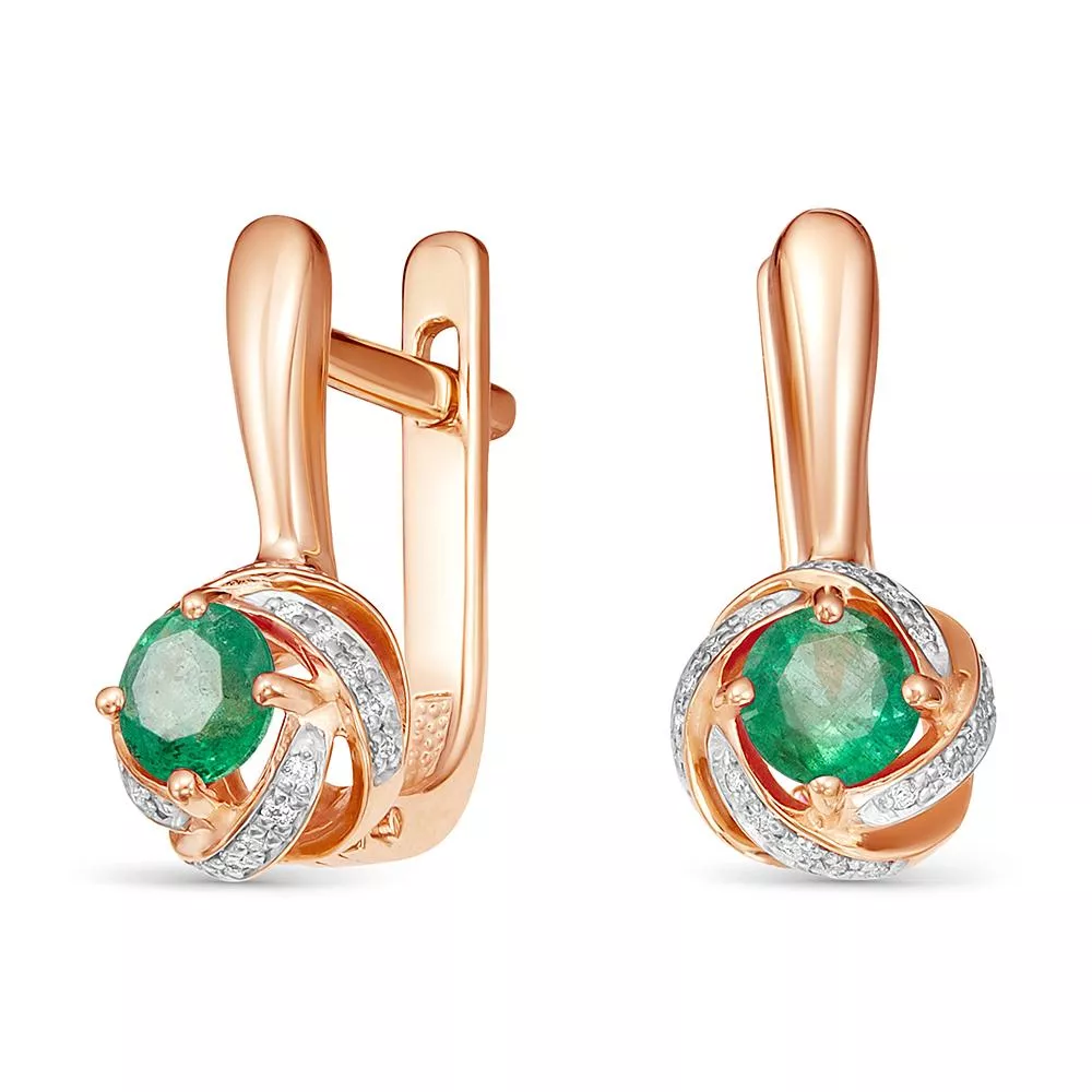 Серьги из красного золота с изумрудом V25661511700