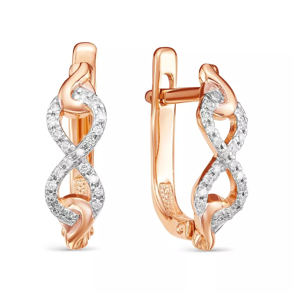 Серьги из красного золота с бриллиантом V25091510100