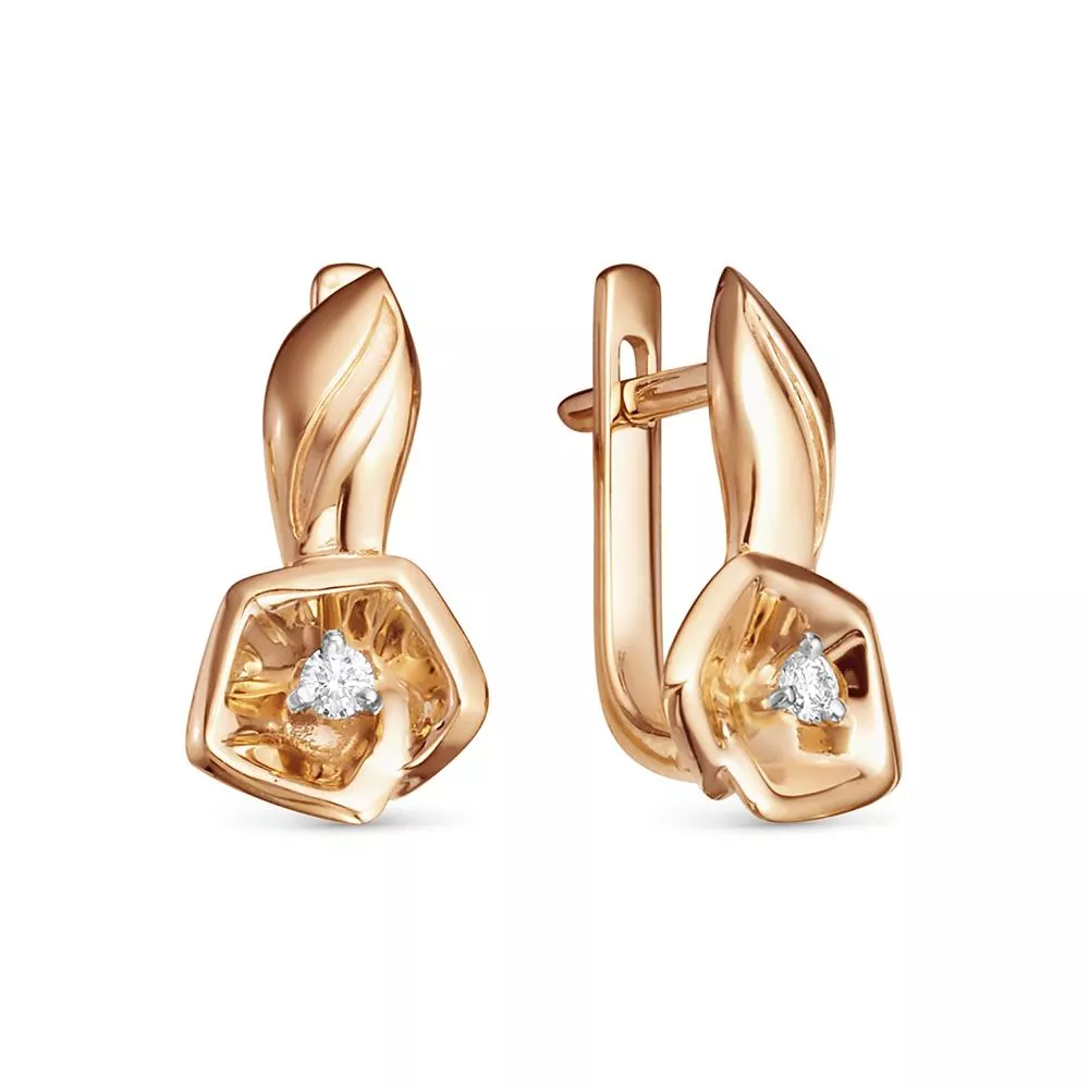 Серьги из красного золота с бриллиантом V28061510000