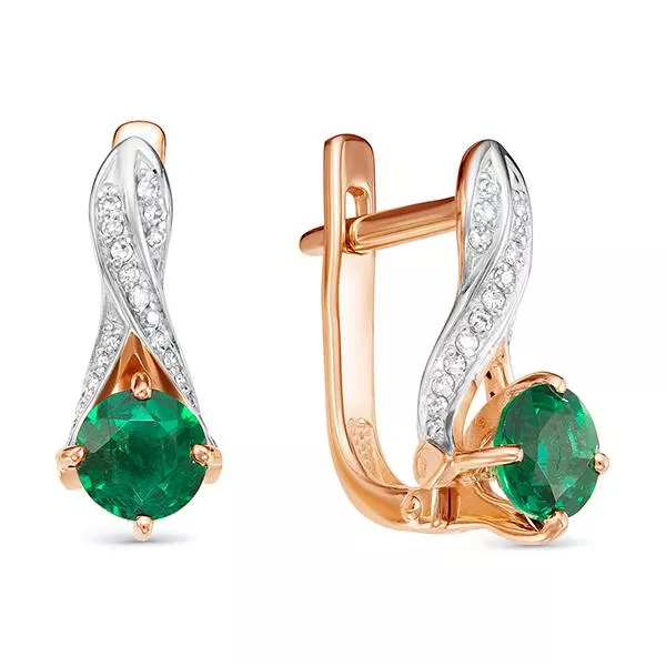 Серьги из красного золота с изумрудом V23981511700