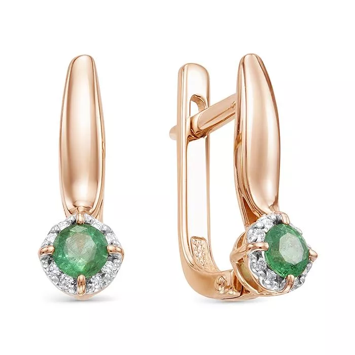 Серьги из красного золота с изумрудом V24091510400