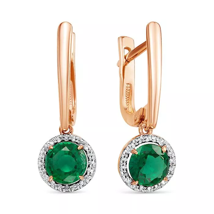 Серьги из красного золота с изумрудом V21521511700