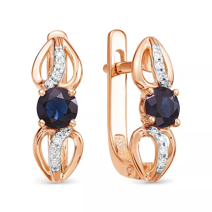 Серьги из красного золота с сапфиром V25591510300
