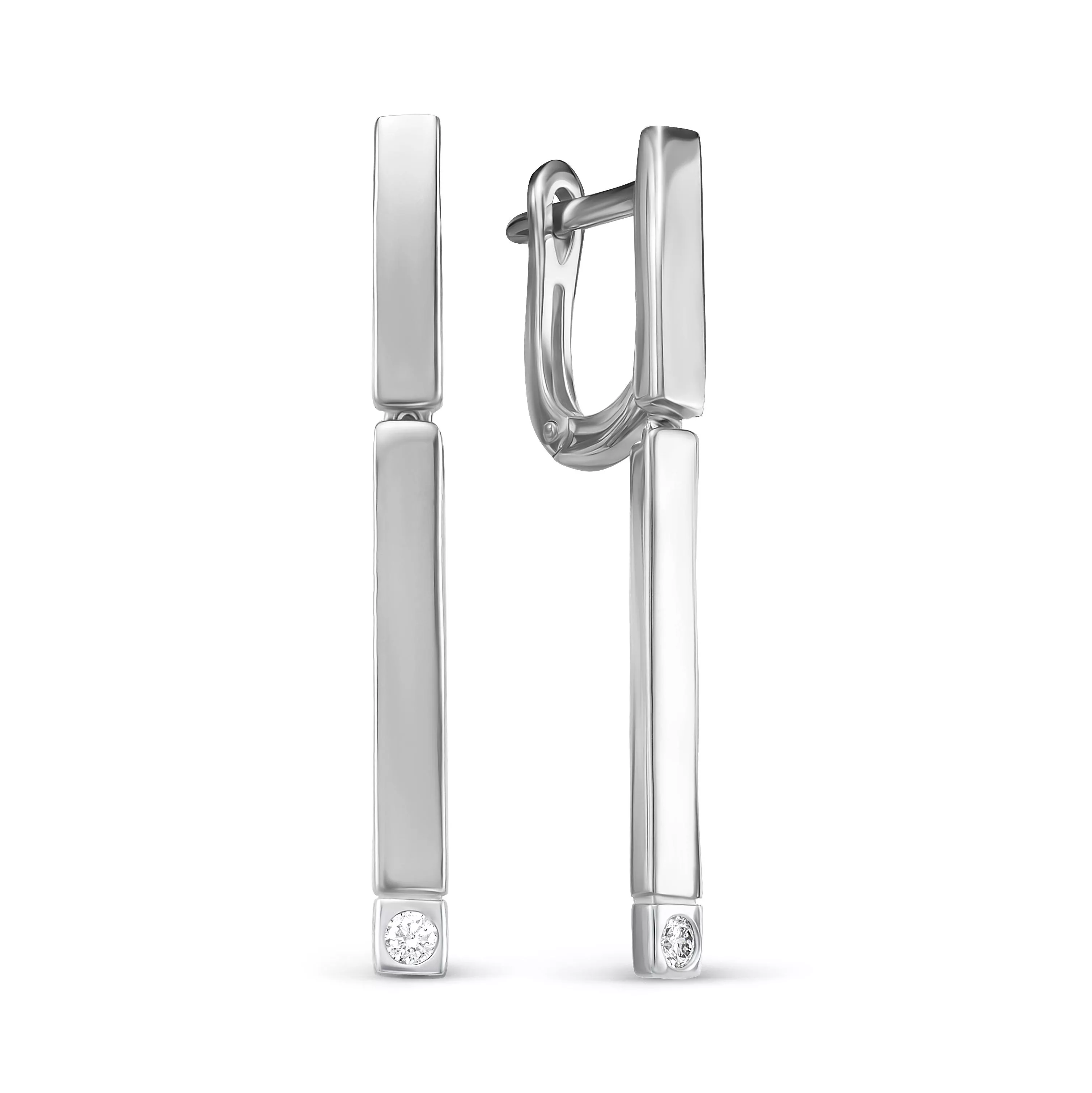 Серьги из белого золота с бриллиантом