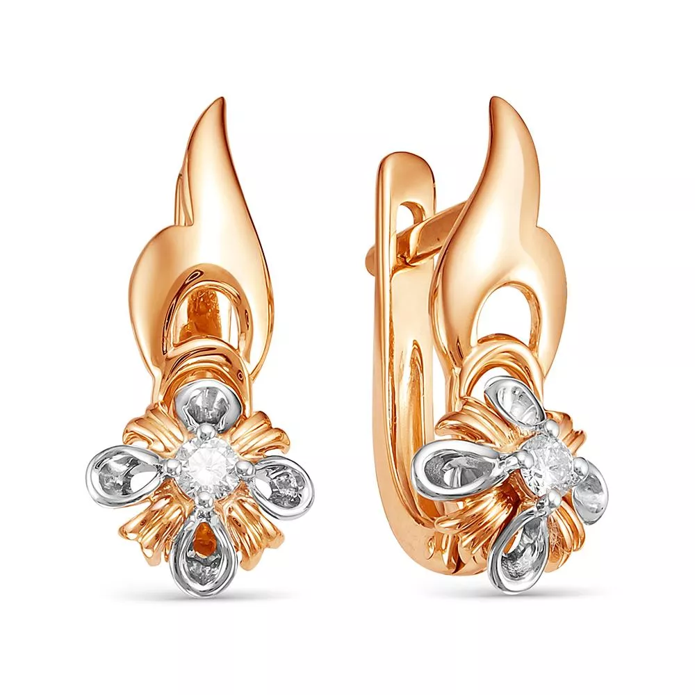 Серьги из красного золота с бриллиантом V24341510000