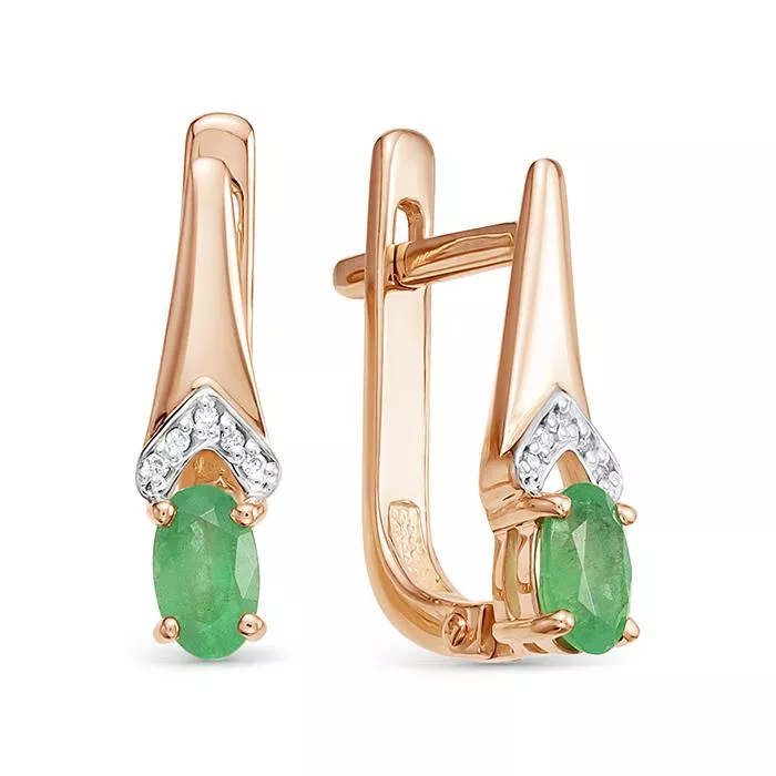 Серьги из красного золота с изумрудом V25561510400