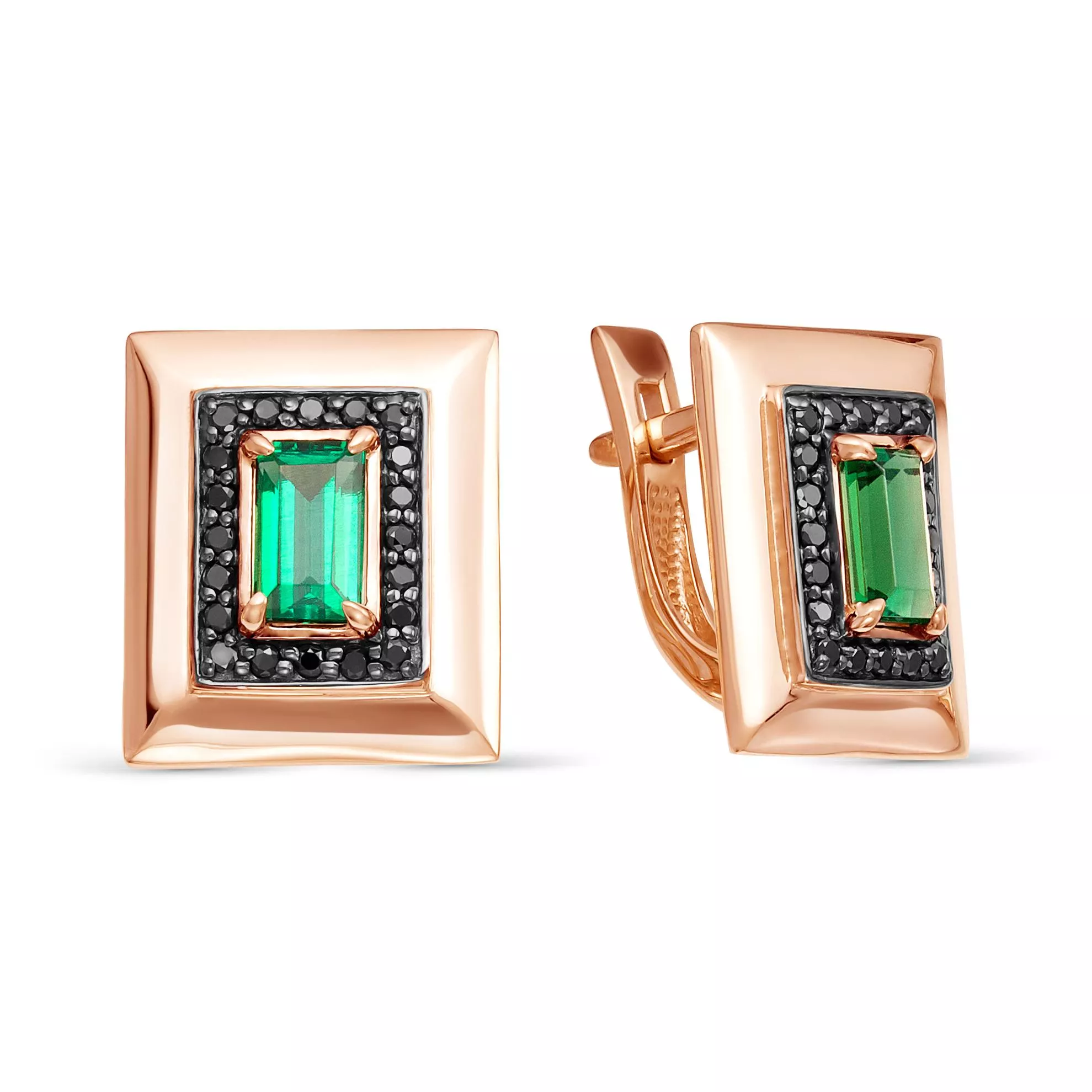 Серьги из красного золота с изумрудом V21511573300