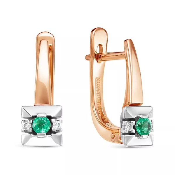 Серьги из красного золота с изумрудом V21631510400