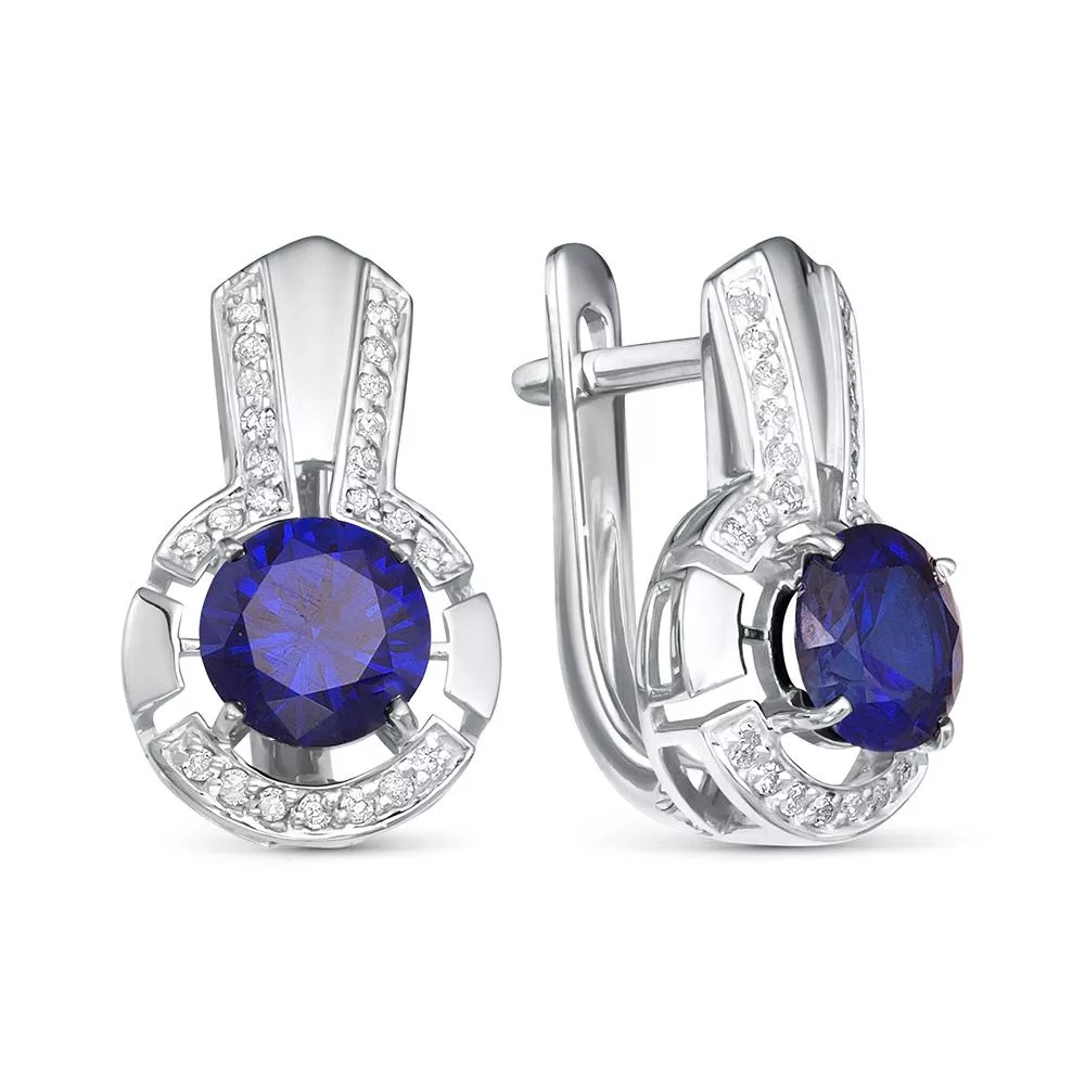 Серьги из белого золота с сапфиром V27682511600