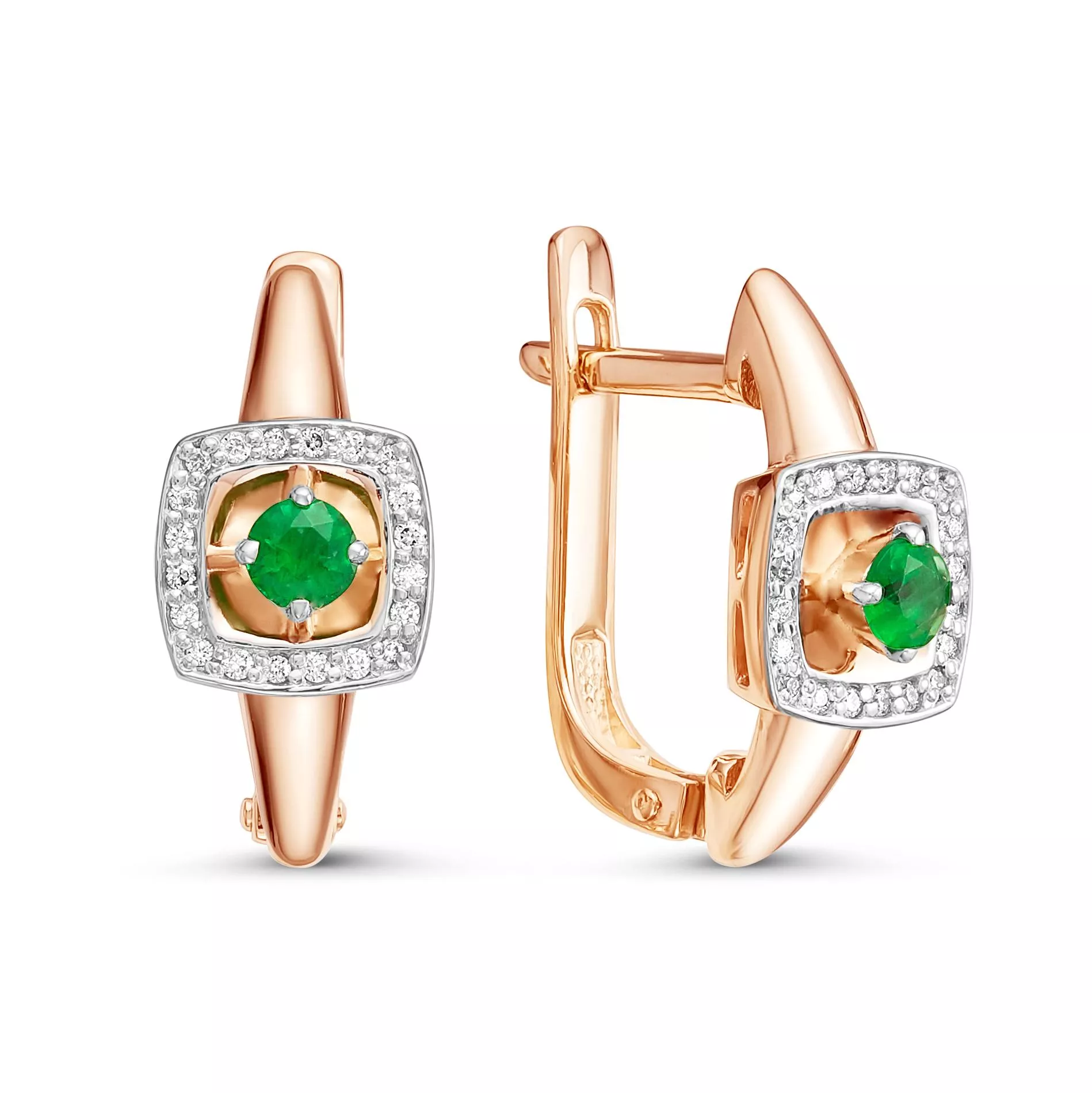 Серьги из красного золота с изумрудом V21611510400