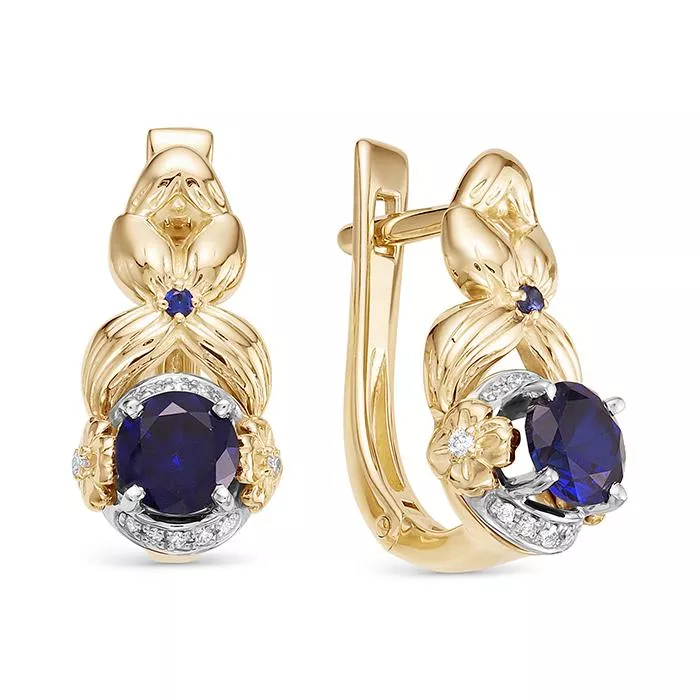 Серьги из лимонного золота с сапфиром V26273510600