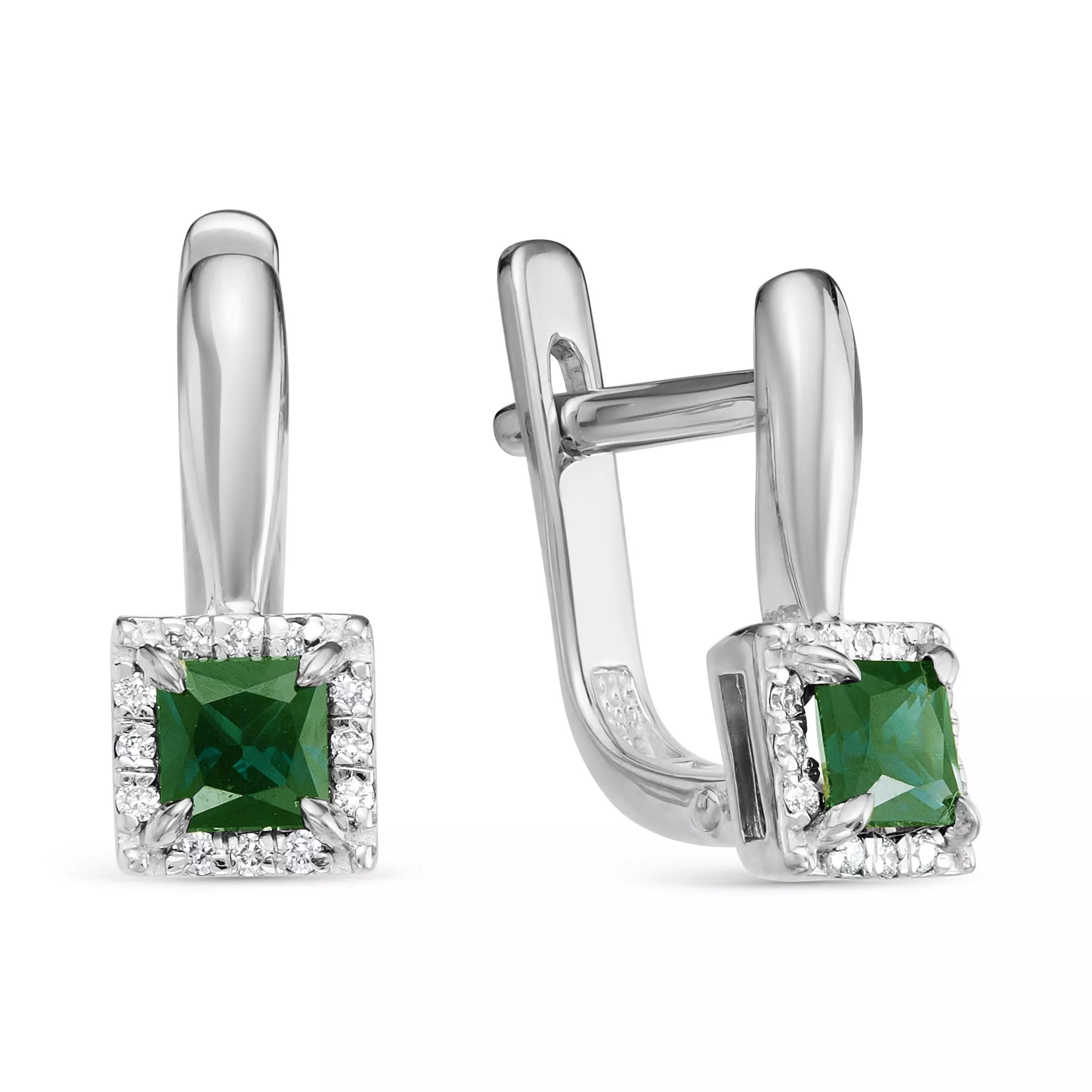 Серьги из белого золота с изумрудом V20272511400