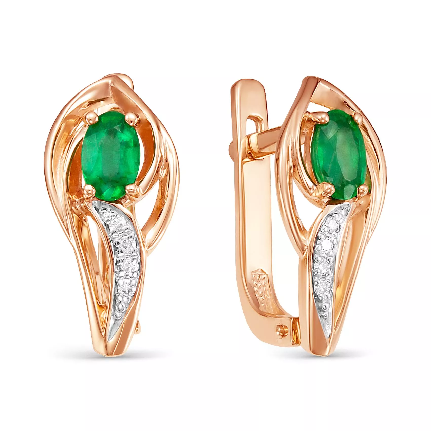 Серьги из красного золота с изумрудом V25571510400