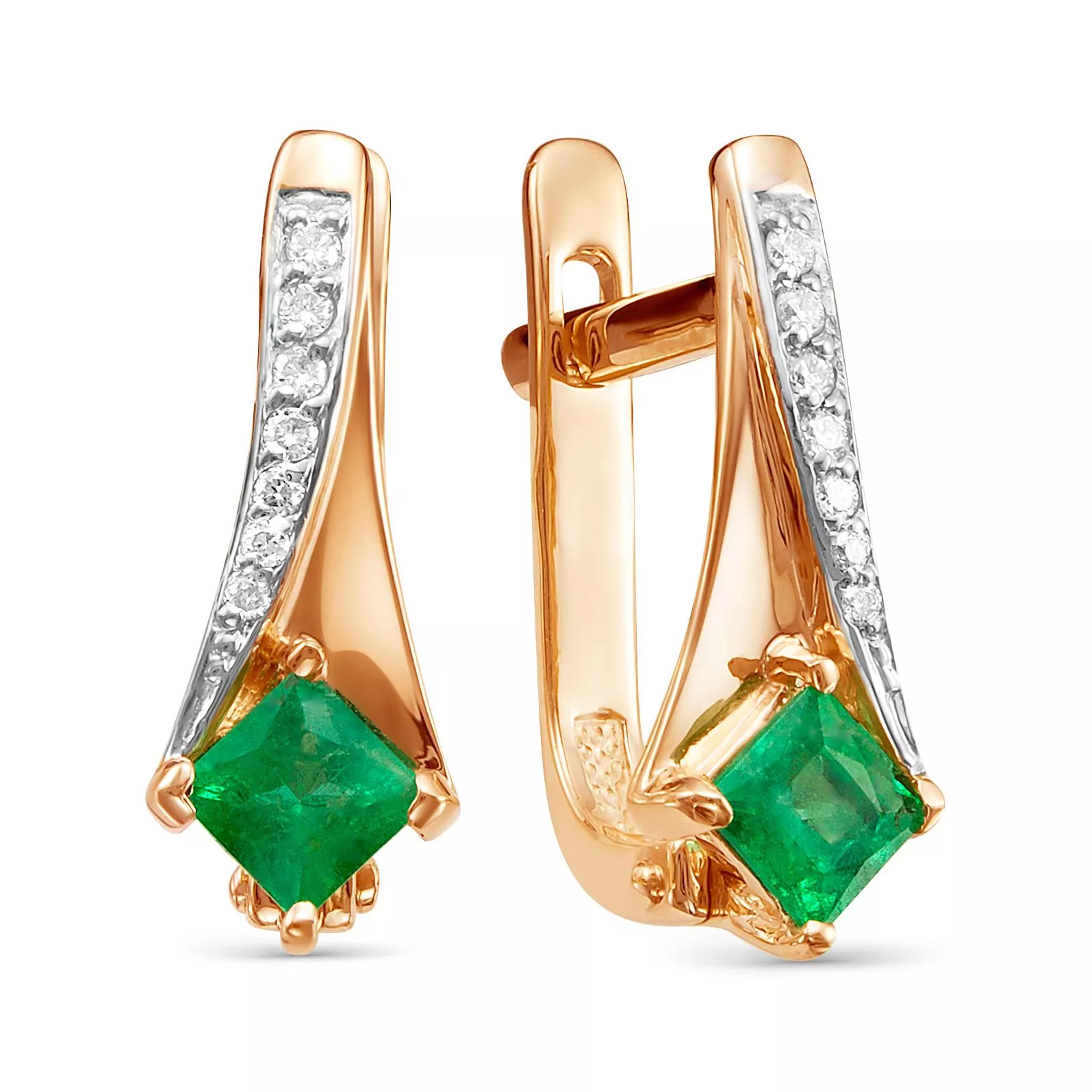 Серьги из красного золота с изумрудом V22171510400