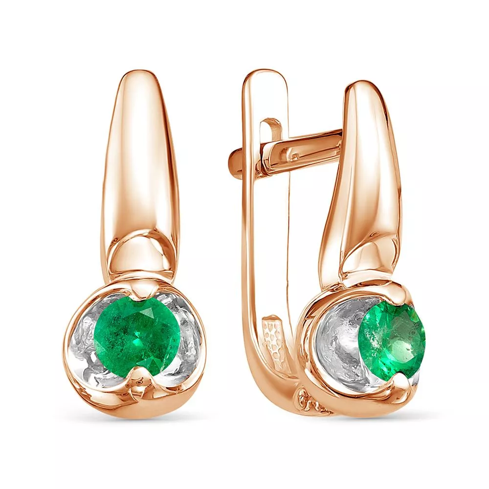 Серьги из красного золота с изумрудом V23481511100