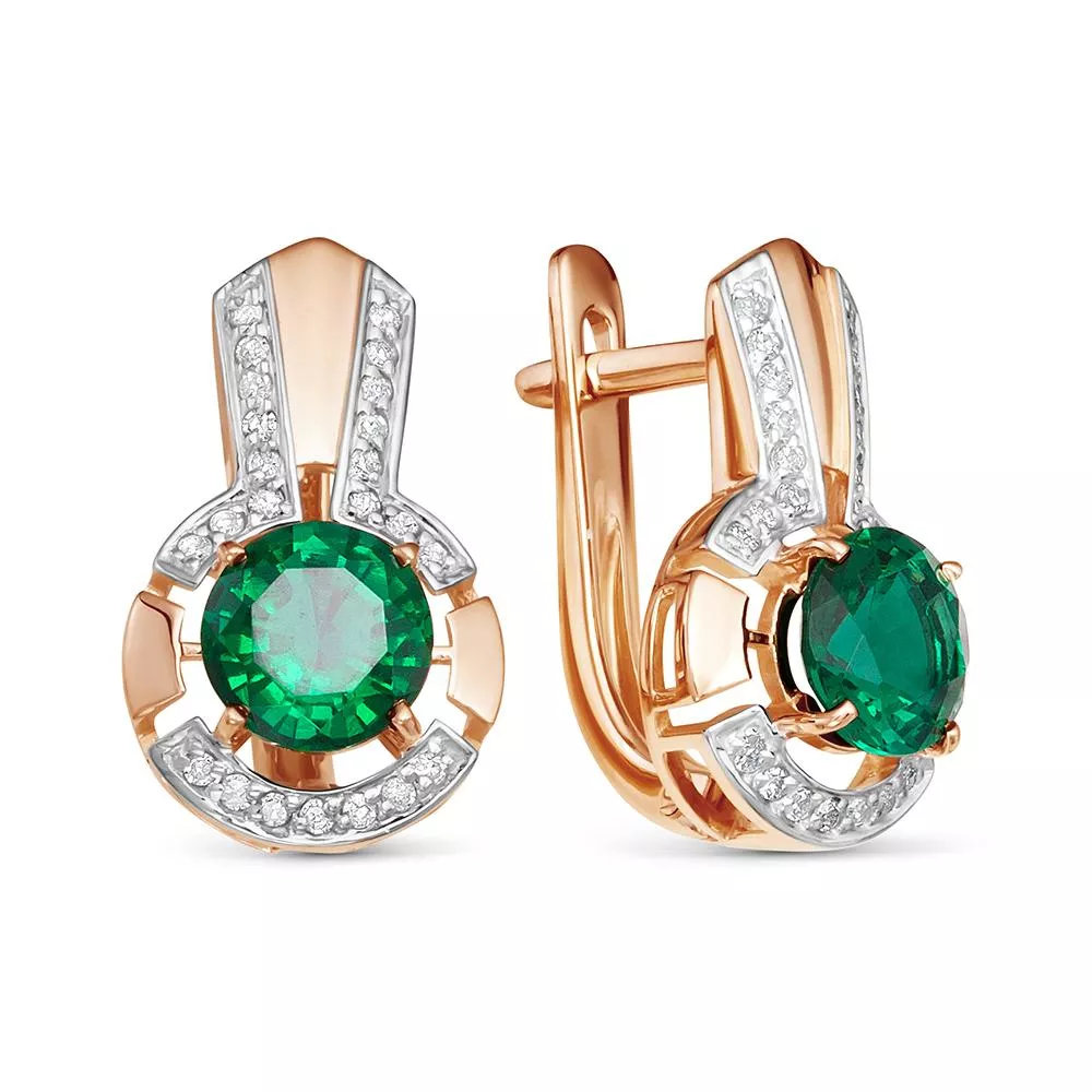 Серьги из красного золота с изумрудом V27681511700