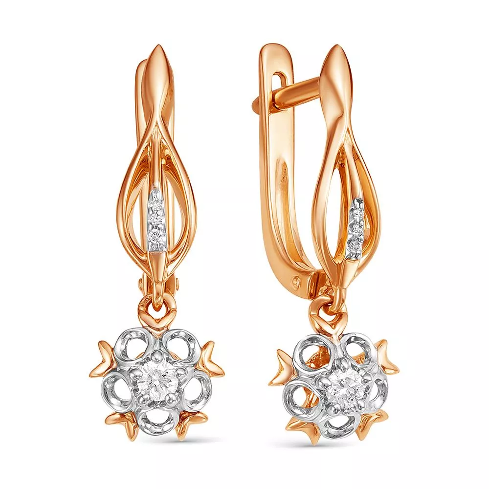 Серьги из красного золота с бриллиантом V24321510000