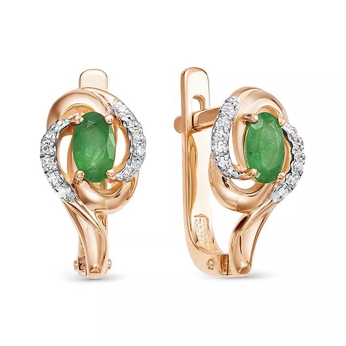 Серьги из красного золота с изумрудом V25581510400