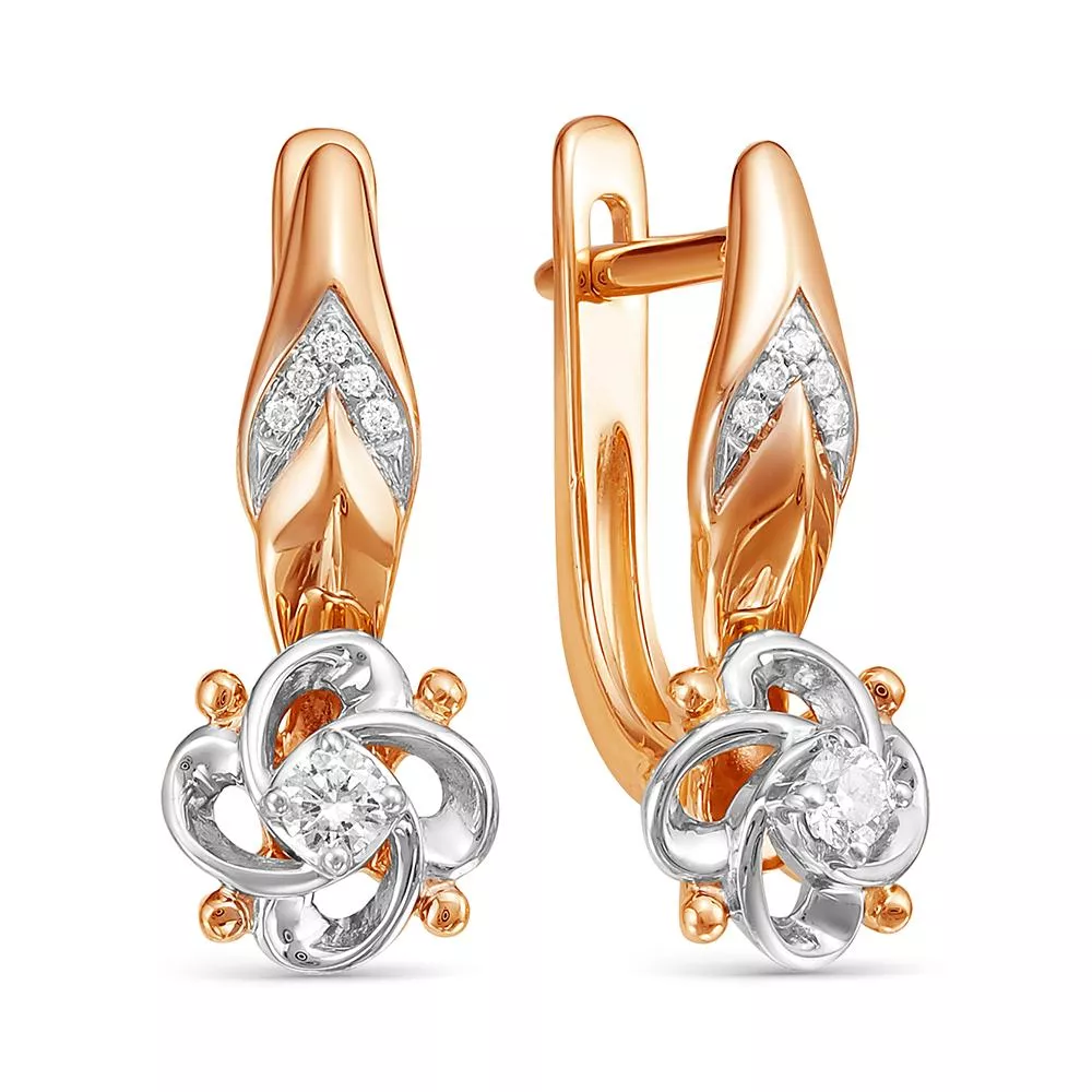 Серьги из красного золота с бриллиантом V24281510000