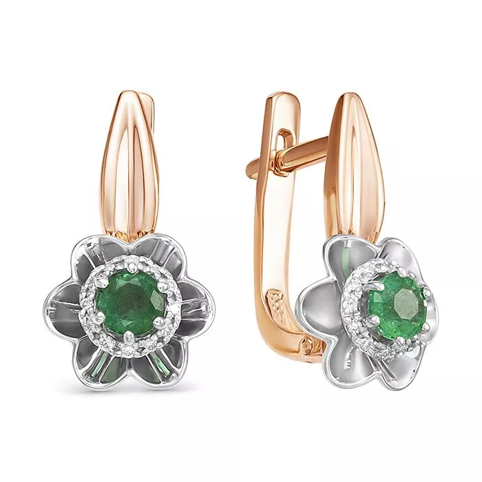 Серьги из красного золота с изумрудом V25681510400