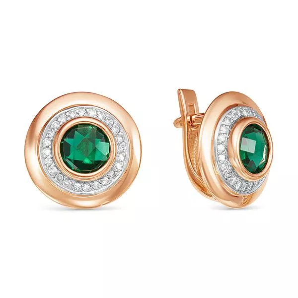 Серьги из красного золота с изумрудом V20881511700