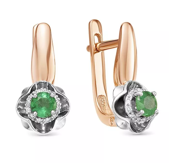 Серьги из красного золота с изумрудом V25691510400