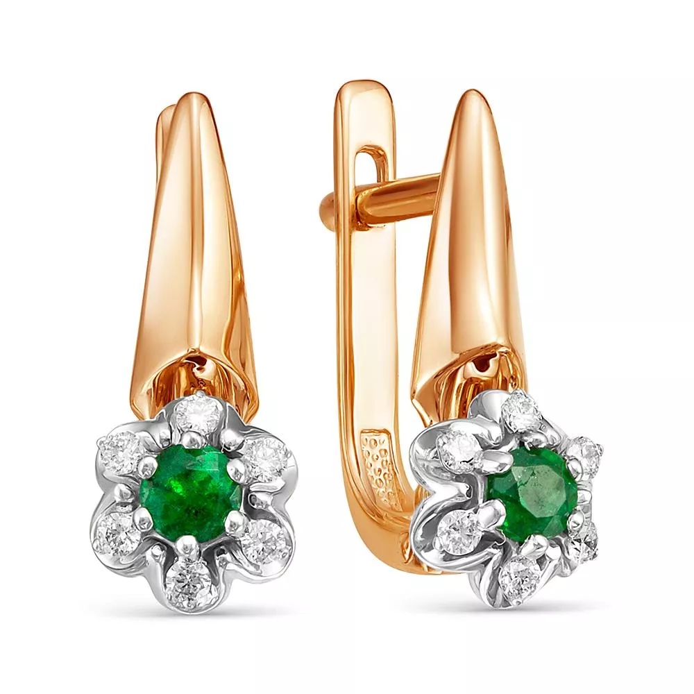 Серьги из красного золота с изумрудом V24151510400