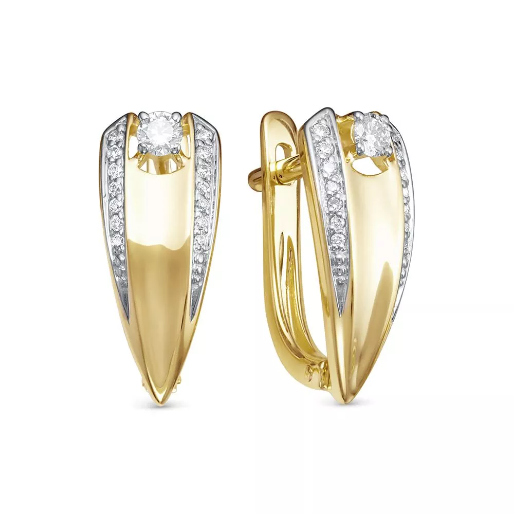 Серьги из лимонного золота с бриллиантом V28143510000