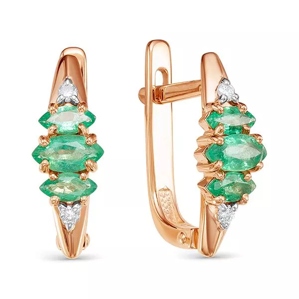 Серьги из красного золота с изумрудом V23491510400