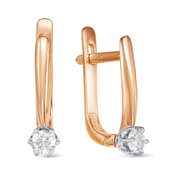 Серьги из красного золота с бриллиантом V22781510000