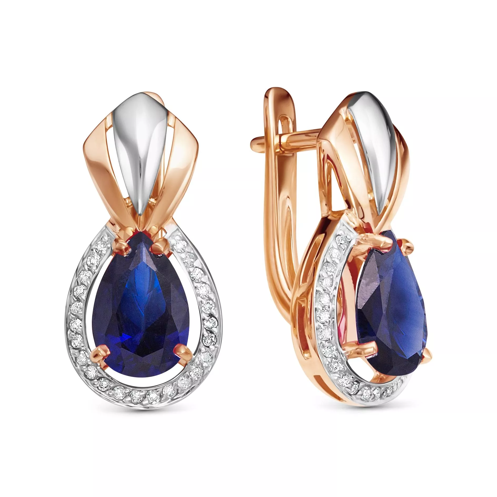 Серьги из красного золота с сапфиром V27691511600