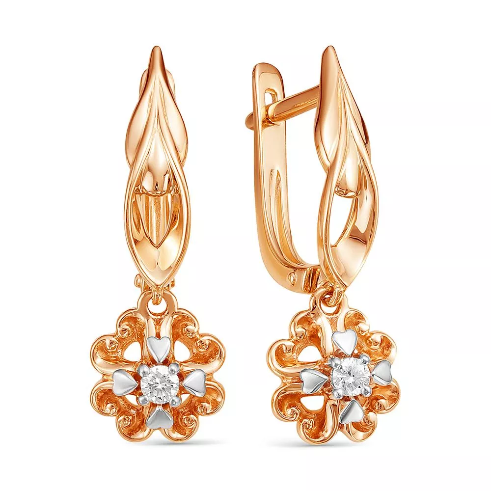 Серьги из красного золота с бриллиантом V24311510000