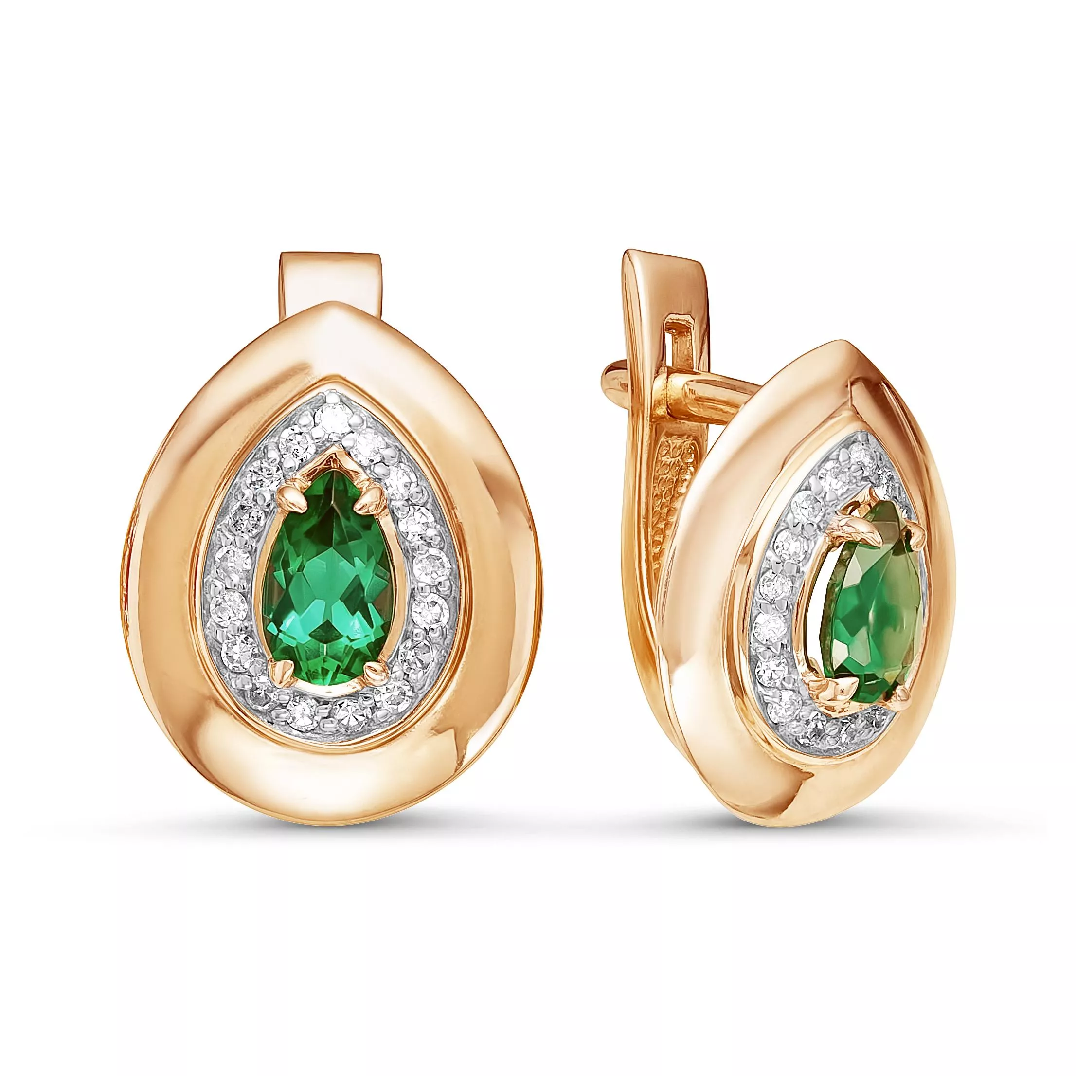 Серьги из красного золота с изумрудом V21481510400