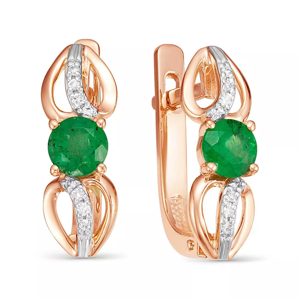 Серьги из красного золота с изумрудом V25591510400