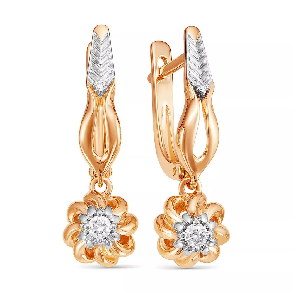 Серьги из красного золота с бриллиантом V24301510000