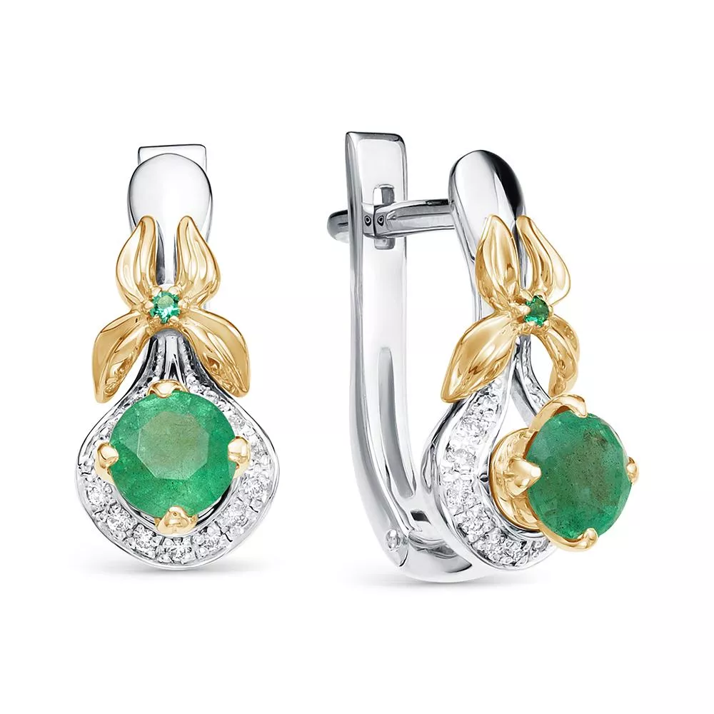 Серьги из белого золота с изумрудом V26292530700